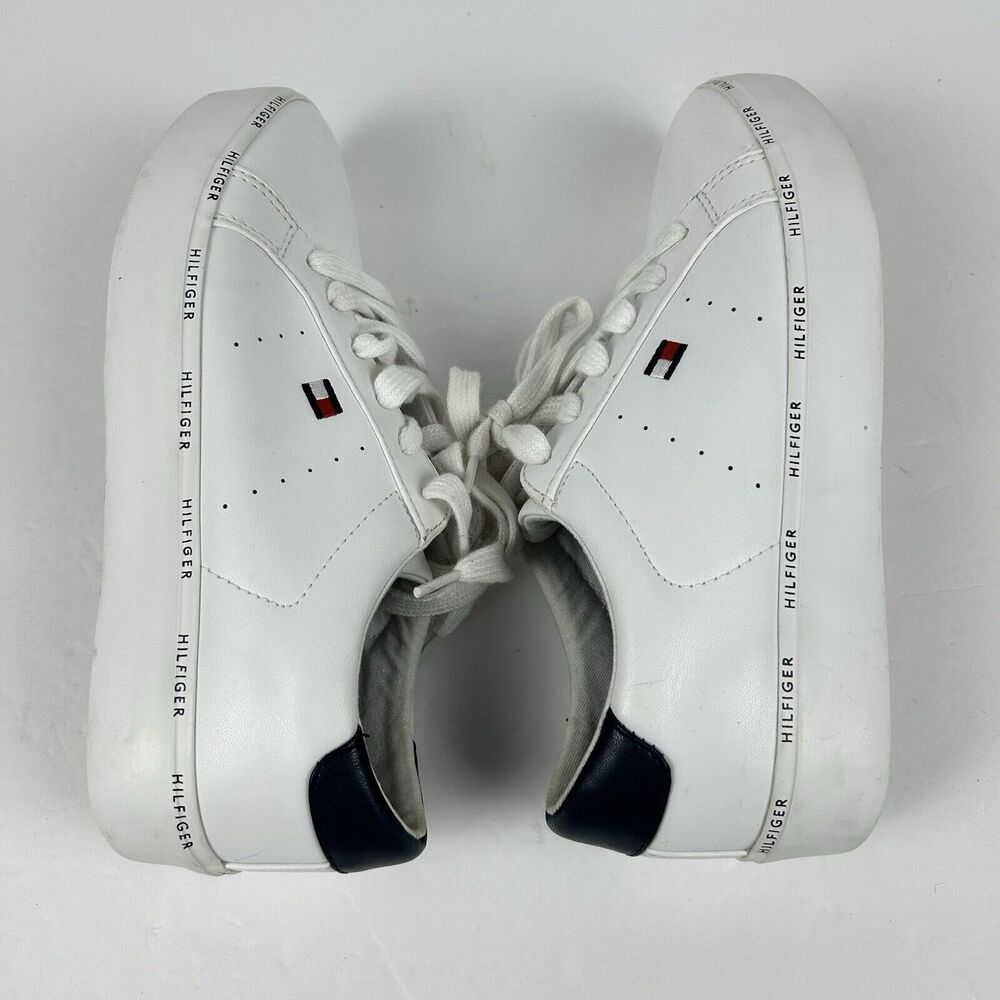 Tommy Hilfiger Henissly 8.5 M Faux Leather Low Top Sneaker White Shoes Logo - Picture 6 of 9